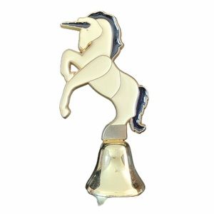 1970s brass unicorn bell, stained glass